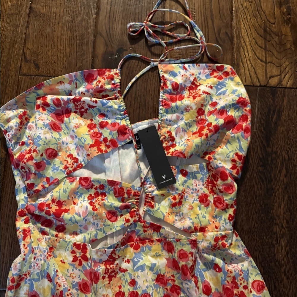 Lulu's Red Floral Midi Dress - Picture 6 of 8